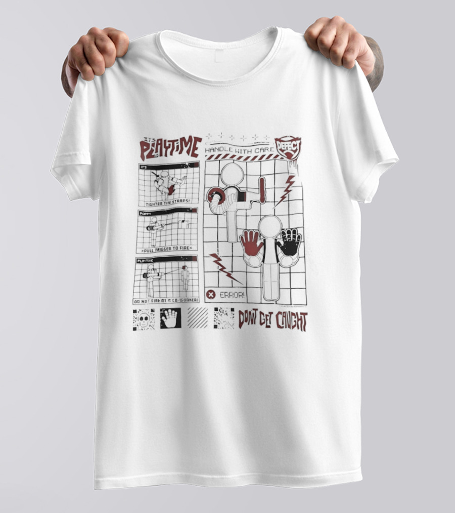 Playtime Handle With Care Don't Get Caught Maze Puzzle Lightning Hands T-Shirt