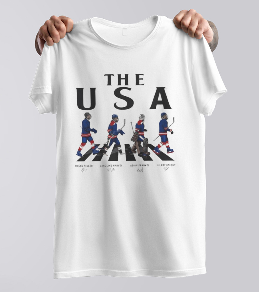 USA Women Ice Hockey Abbey Road Skaters Signatures T-Shirt