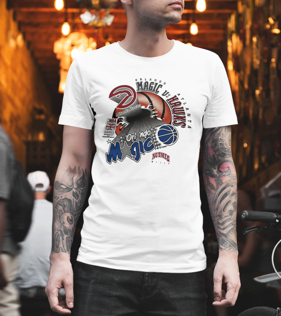 Orlando Magic Vs Atlanta Hawks NBA London 1993 Basketball Event T-Shirt