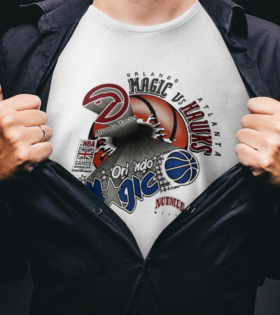 Orlando Magic Vs Atlanta Hawks NBA London 1993 Basketball Event T-Shirt