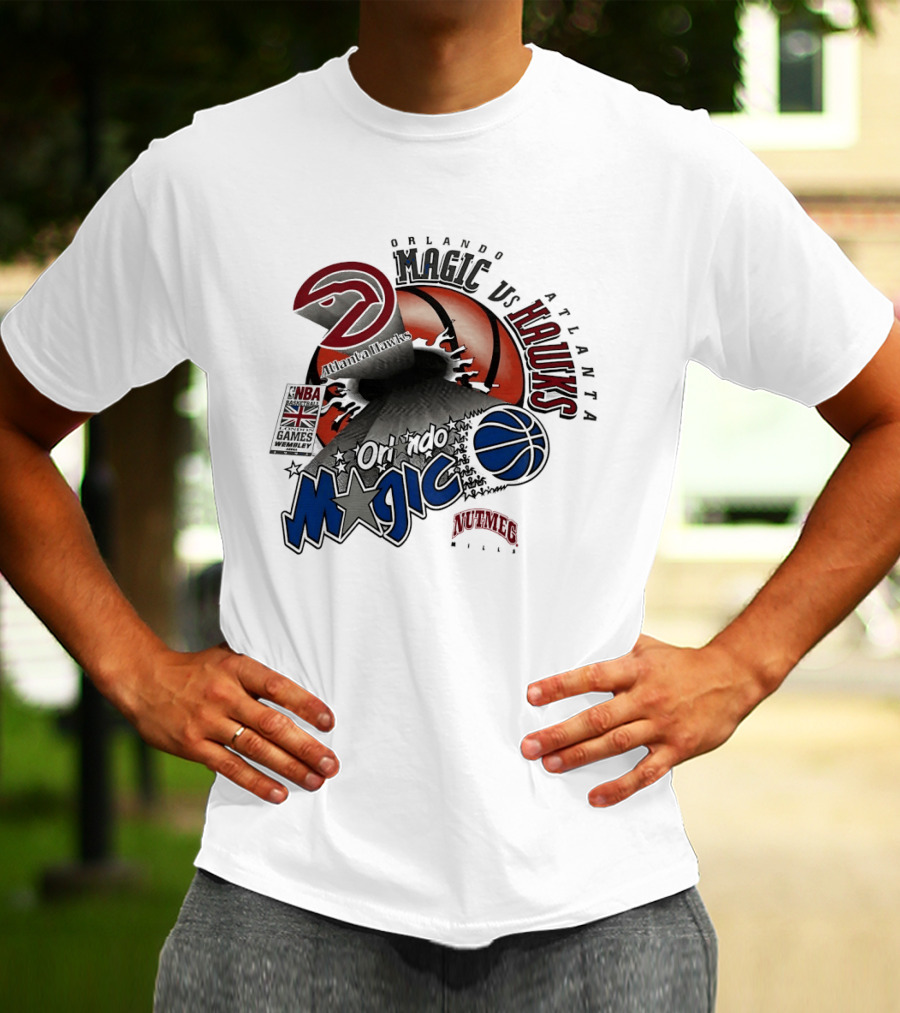 Orlando Magic Vs Atlanta Hawks NBA London 1993 Basketball Event T-Shirt