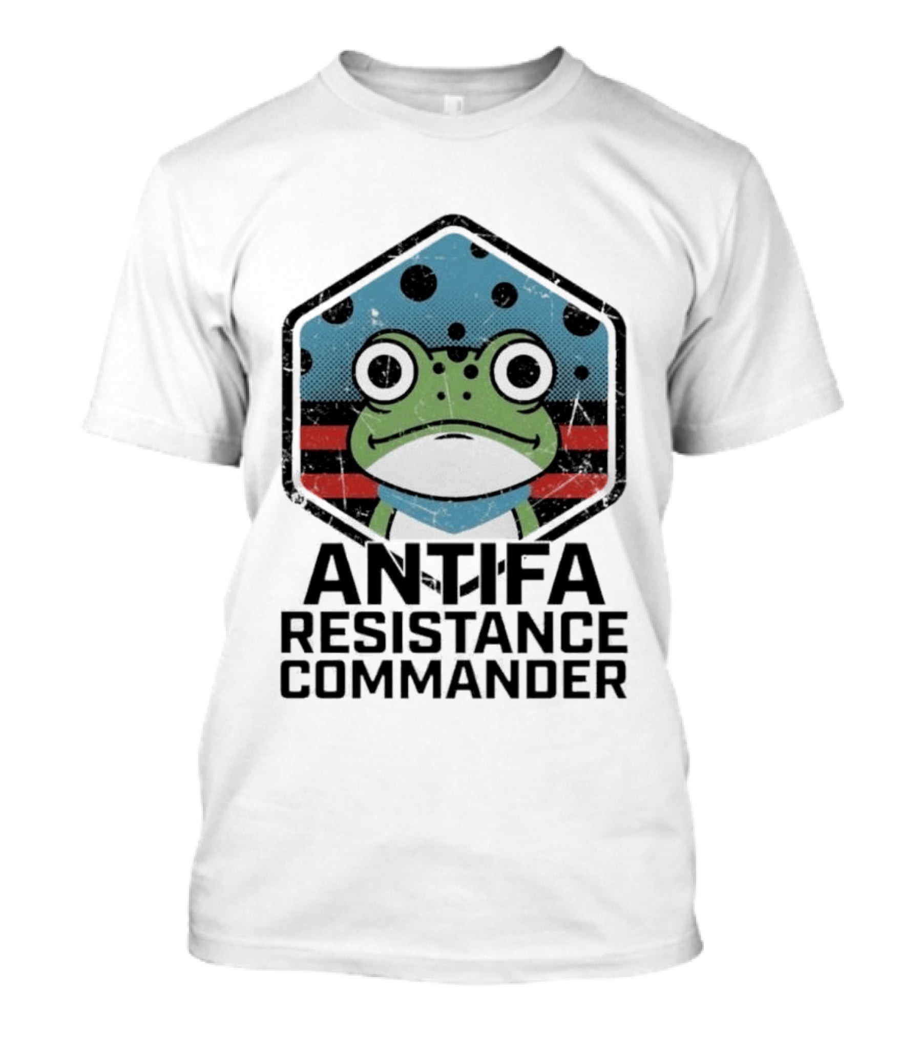 Antifa Resistance Commander Frog Hexagon T-Shirt