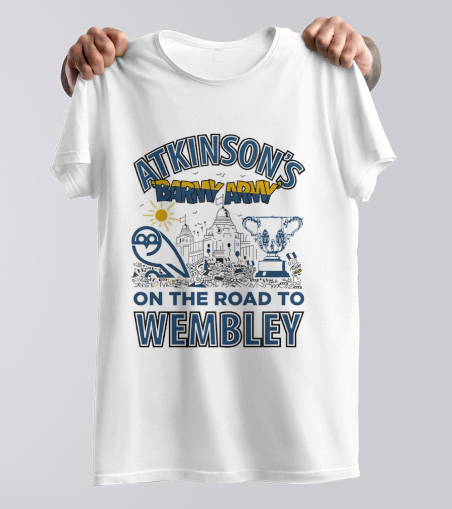 Atkinson's Barmy Army On The Road To Wembley Owl And Trophy Scene T-Shirt
