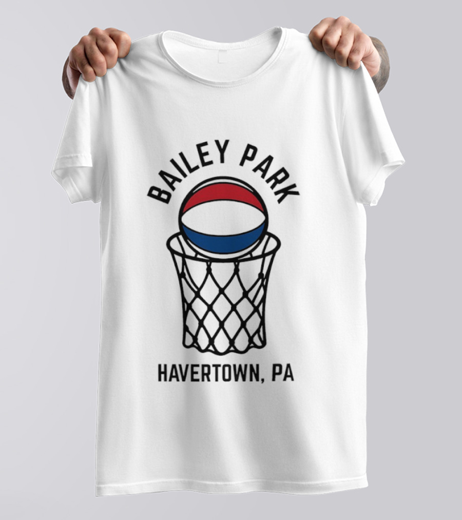 Bailey Park Havertown PA Basketball Hoop Red Blue White Ball T-Shirt