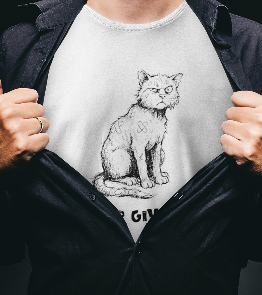 Cat Never Give Up Resilient Sketch Cat T-Shirt