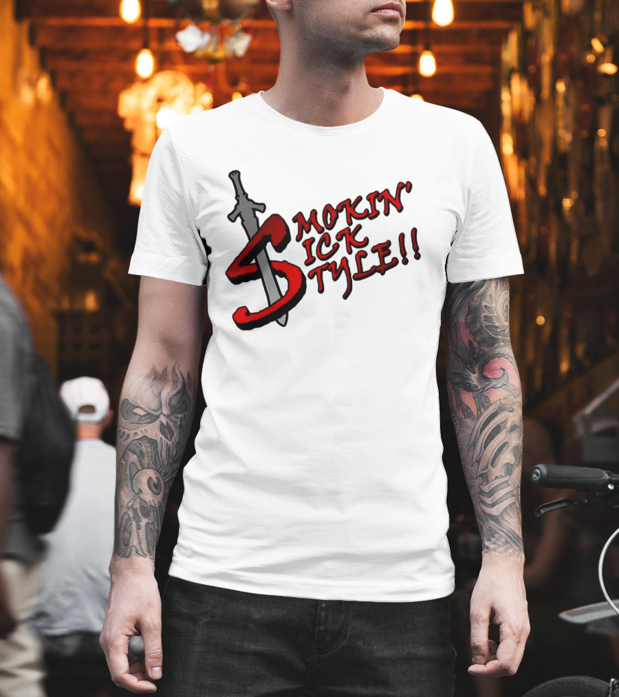 Smokin Sick Style Sword Motif T-Shirt