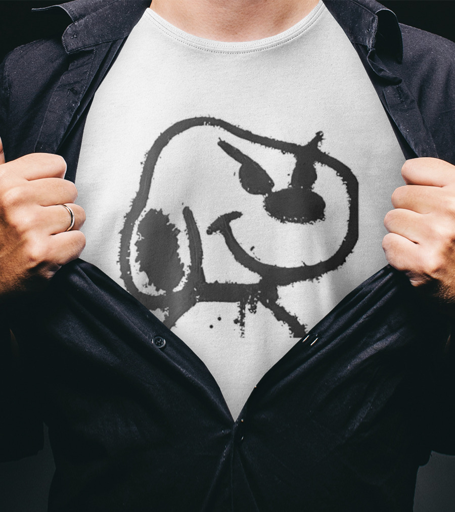 Snoopy Minimalist Outline Feeding Sketch T-Shirt