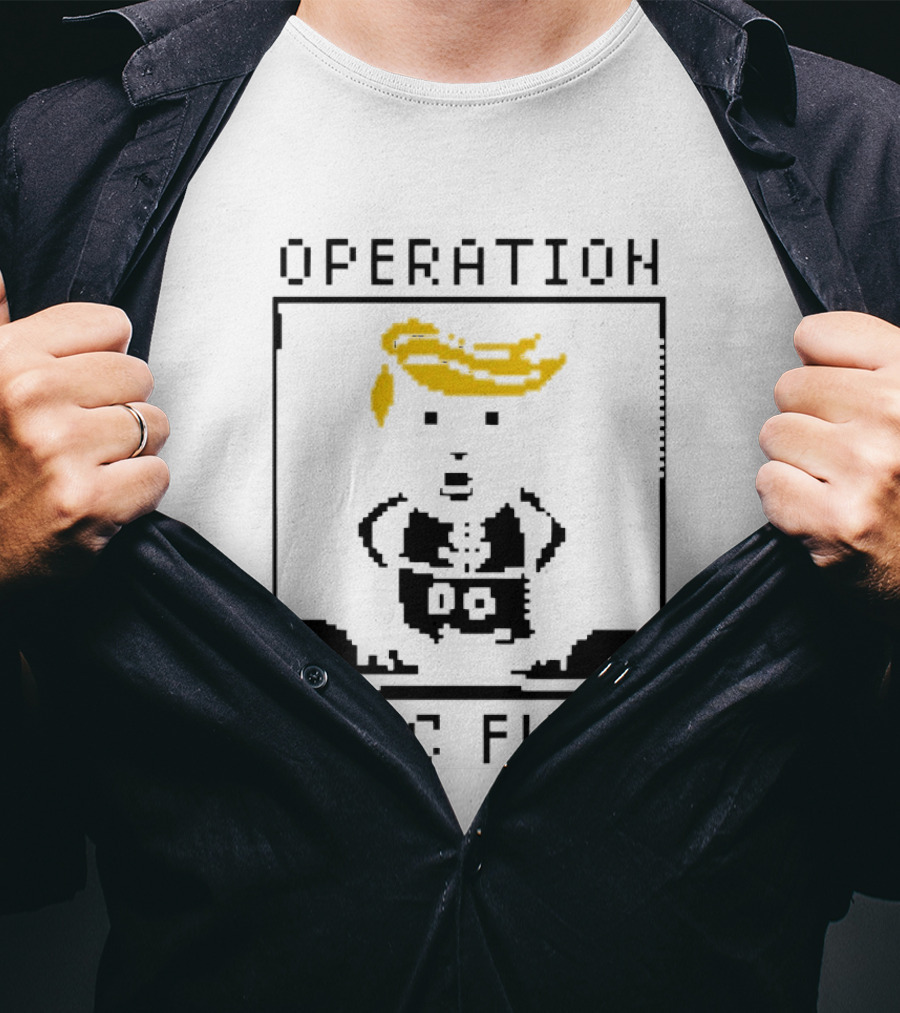 Operation Epic Fury Trump Cartoon Blocky Style Yellow Hair T-Shirt