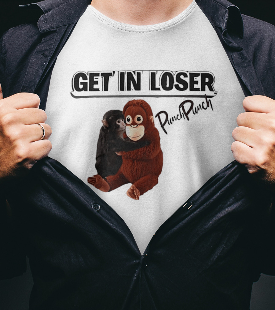 Punch Monkey Get In Loser Funny PopPiPi T-Shirt