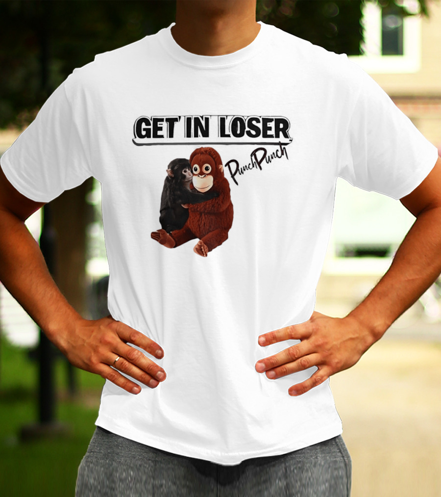 Punch Monkey Get In Loser Funny PopPiPi T-Shirt
