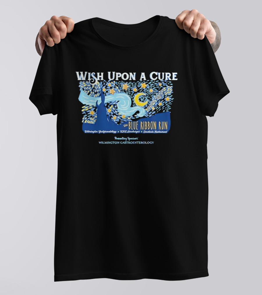 Wish Upon A Cure Blue Ribbon Run Wilmington Gastroenterology Event T-Shirt