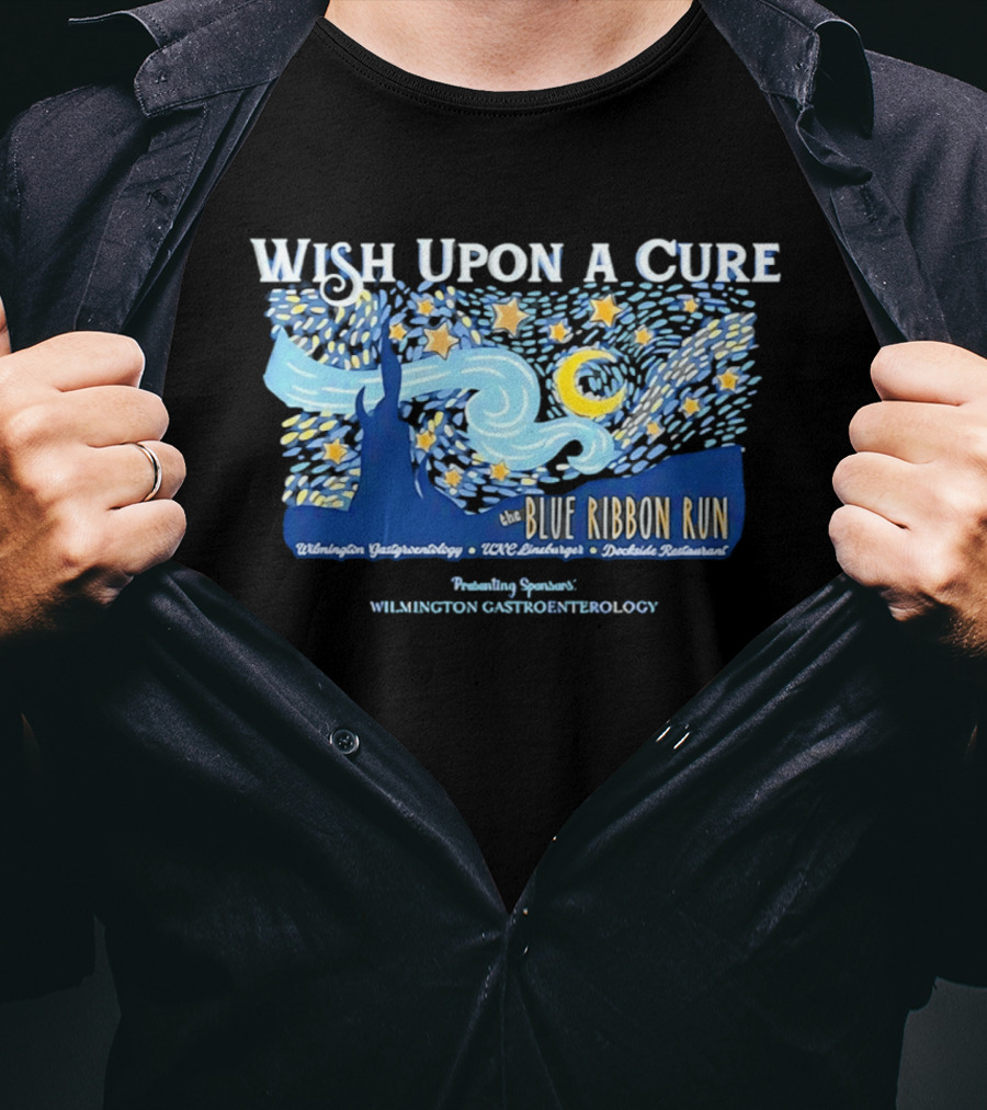 Wish Upon A Cure Blue Ribbon Run Wilmington Gastroenterology Event T-Shirt