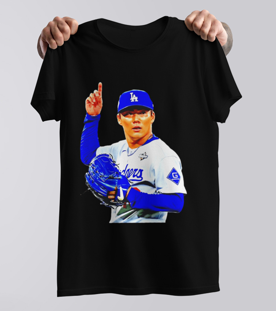 Yoshinobu Yamamoto '26 Los Angeles Dodgers Player Blue Glove T-Shirt
