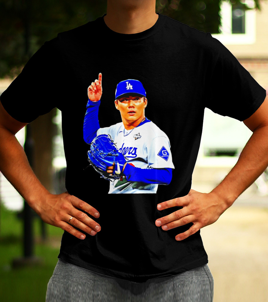 Yoshinobu Yamamoto '26 Los Angeles Dodgers Player Blue Glove T-Shirt