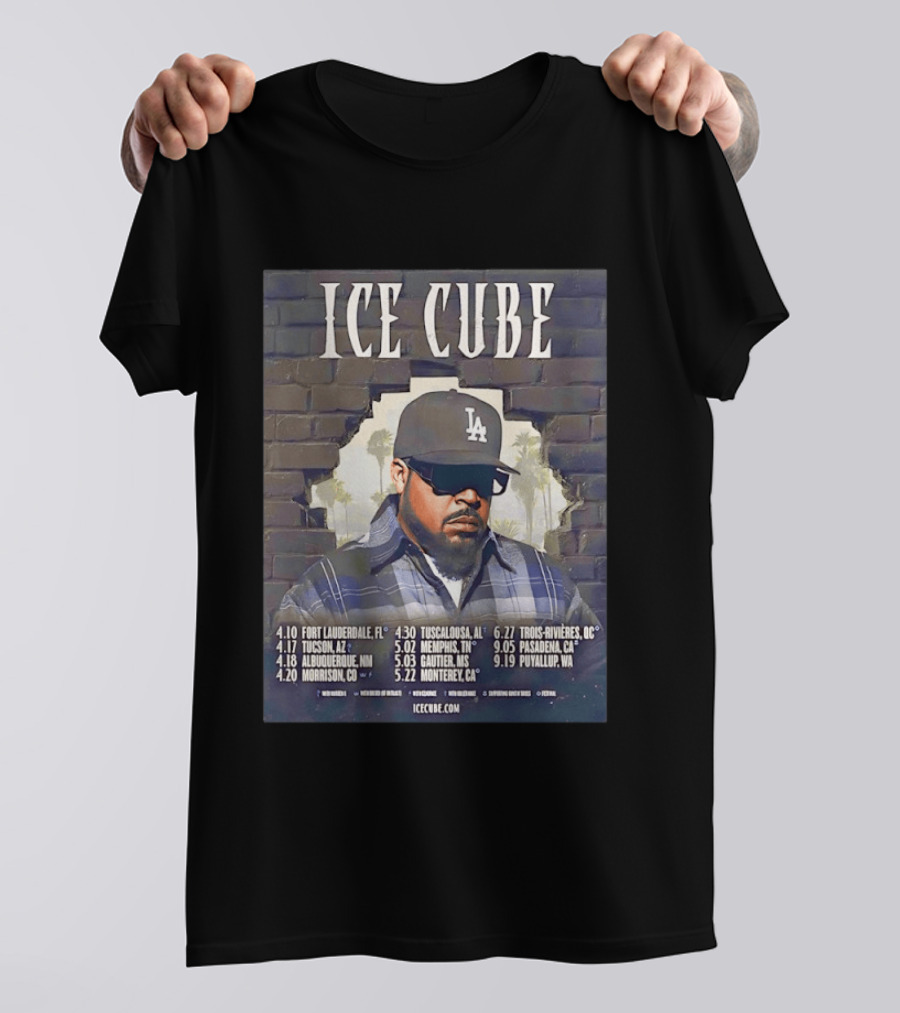 Ice Cube 4 Decades Of Attitude Tour 2026 North America Tour Dates And Locations T-Shirt