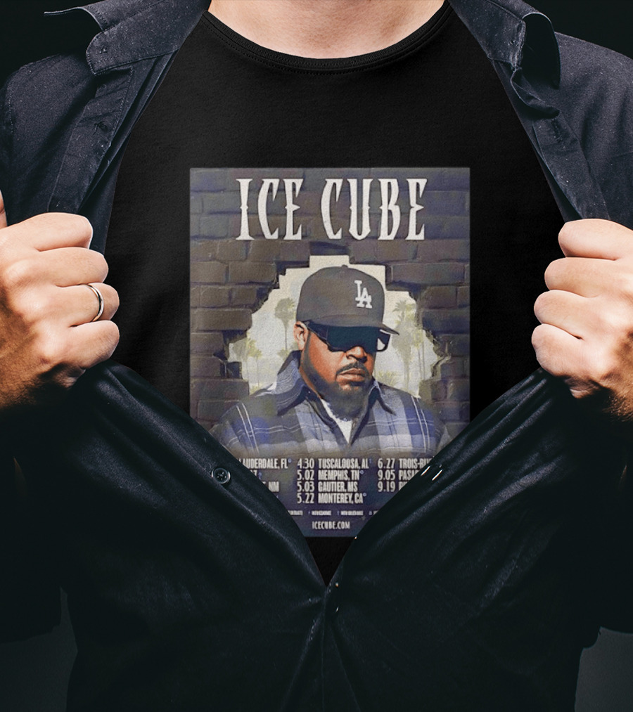 Ice Cube 4 Decades Of Attitude Tour 2026 North America Tour Dates And Locations T-Shirt