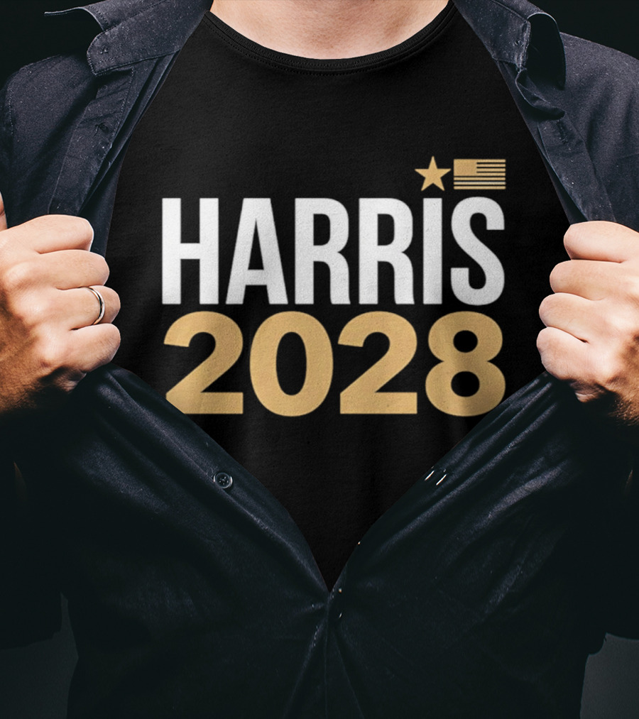 Harris 2028 USA Flag Star T-Shirt