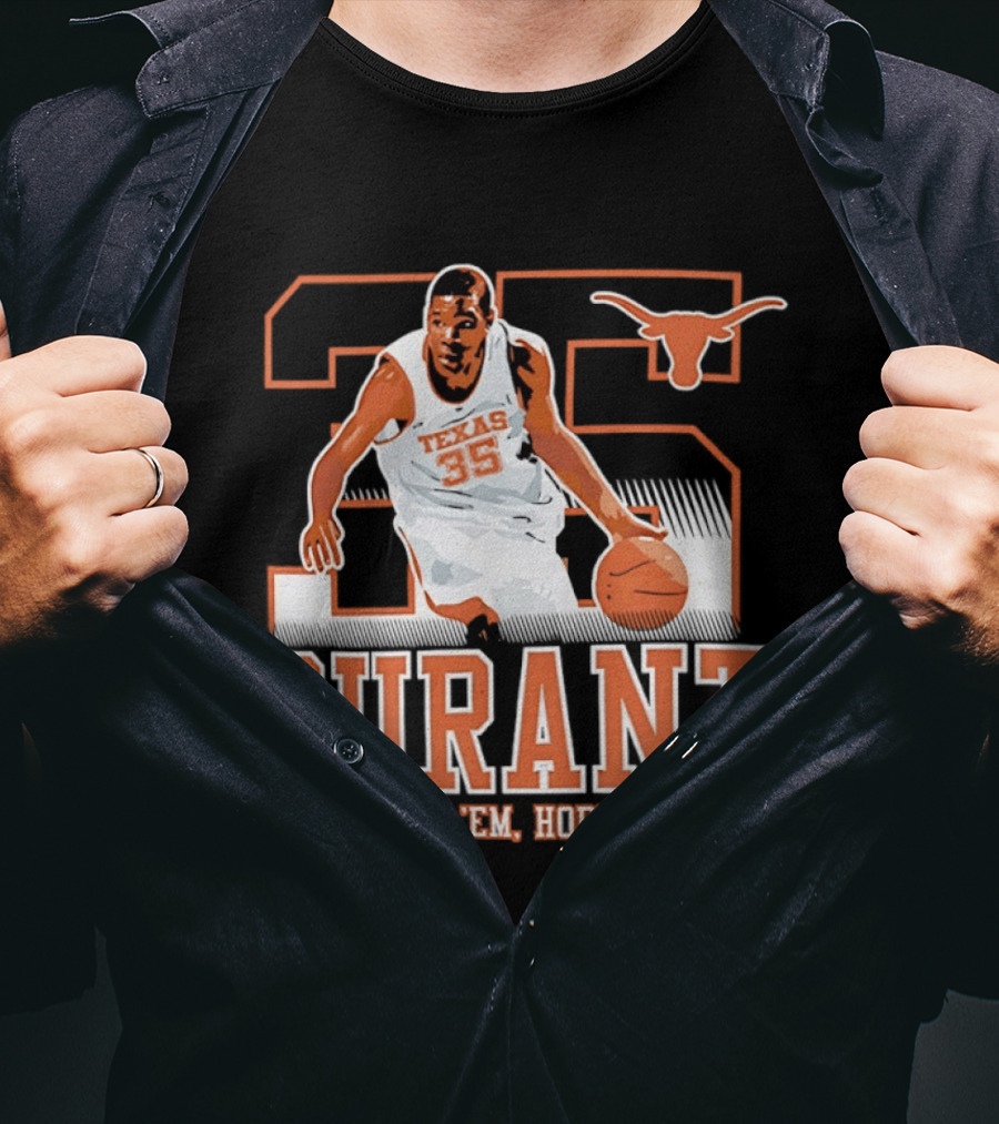 Kevin Durant 35 Texas Hook 'em Horns Longhorns Basketball T-Shirt