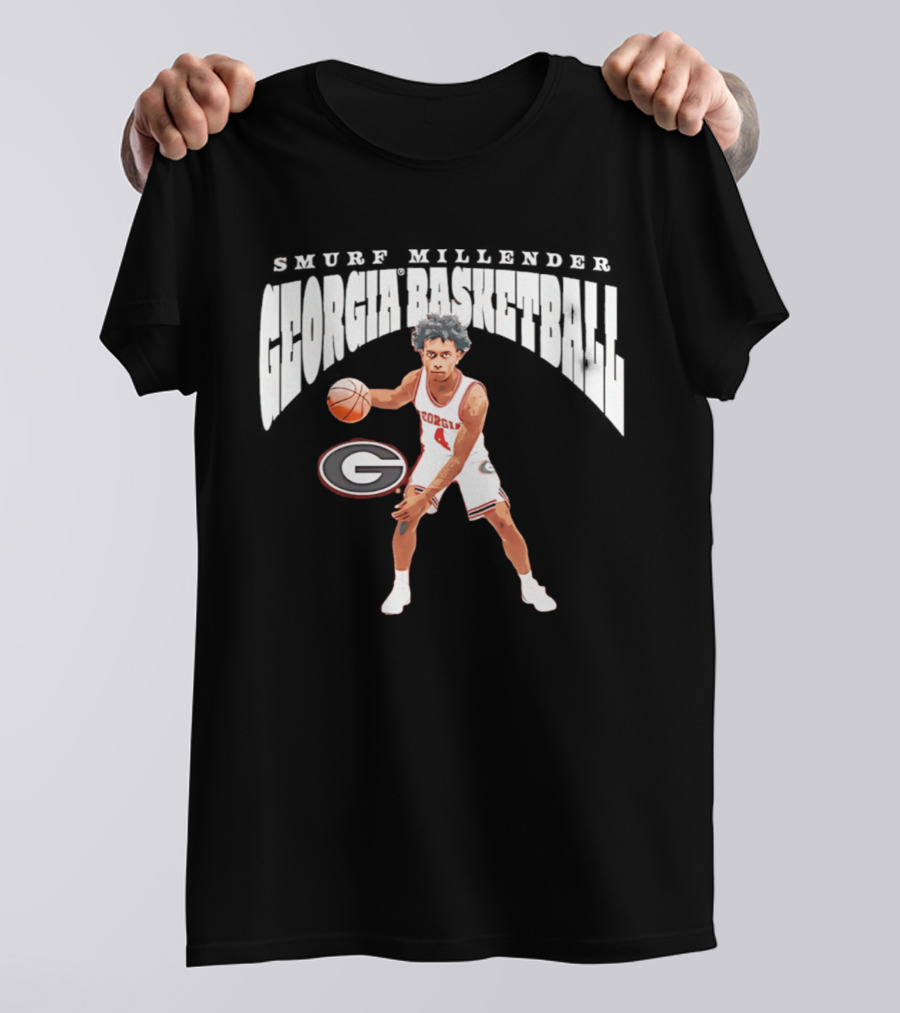 Georgia Bulldogs Smurf Millender Player Collage Basketball Team Merch T-Shirt
