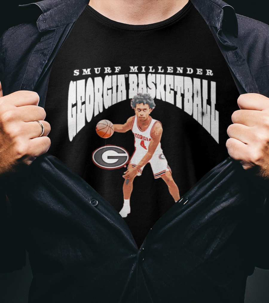 Georgia Bulldogs Smurf Millender Player Collage Basketball Team Merch T-Shirt