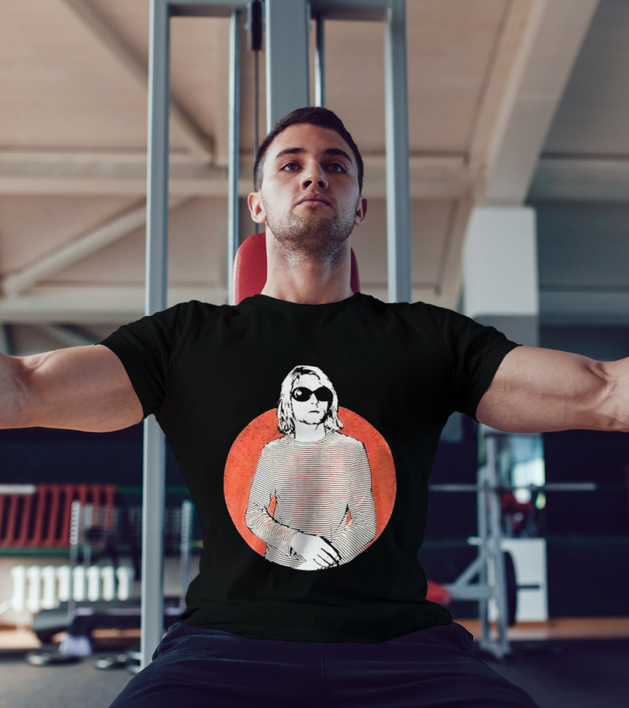 Kurt Cobain Striped Long Sleeve With Sunglasses T-Shirt