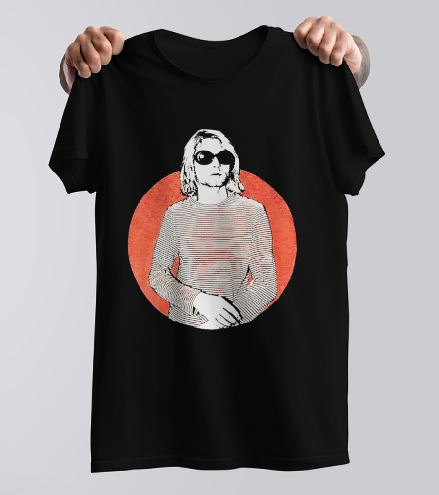 Kurt Cobain Striped Long Sleeve With Sunglasses T-Shirt