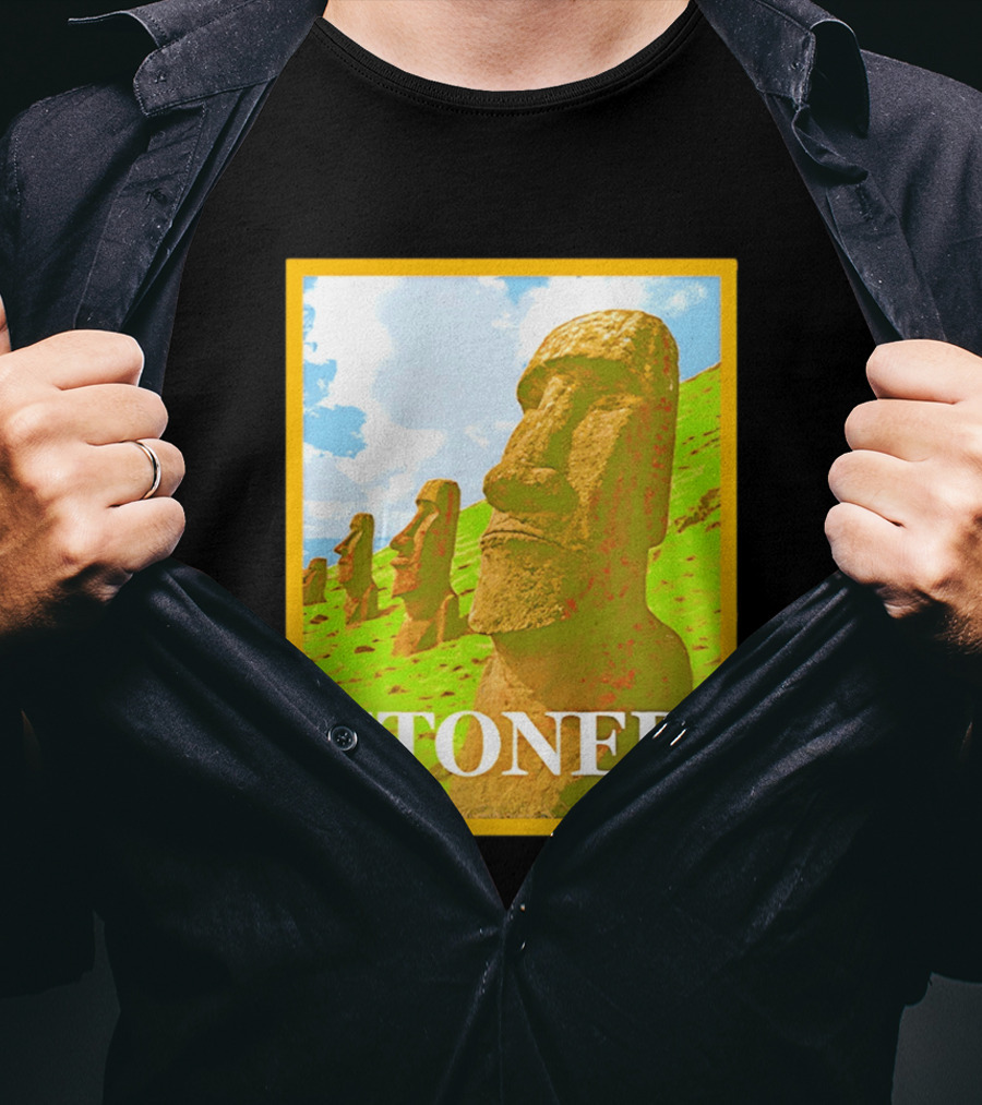 Stoned Moai Statue Easter Island Head Print T-Shirt