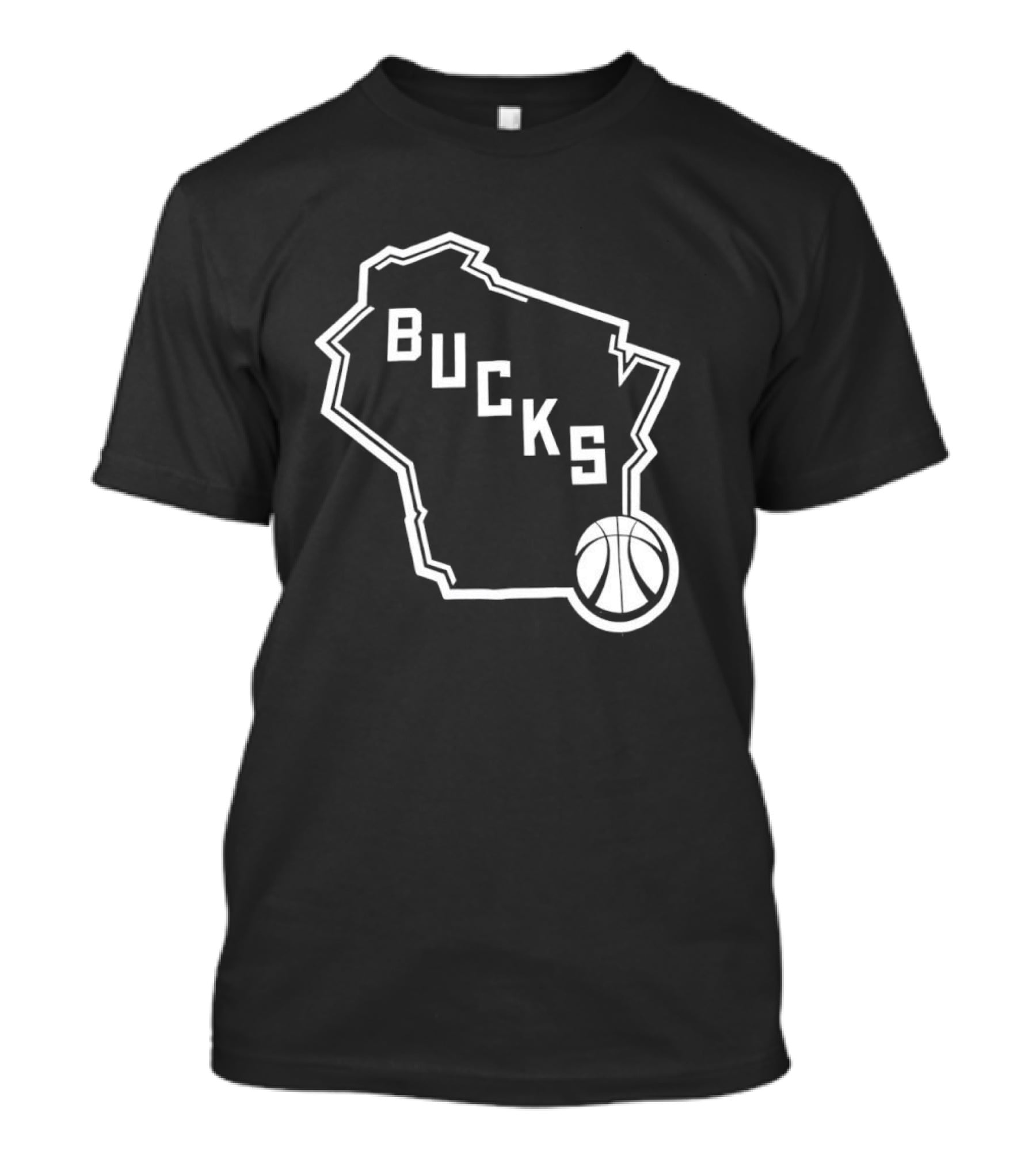 Milwaukee Bucks State Outline With Basketball T-Shirt