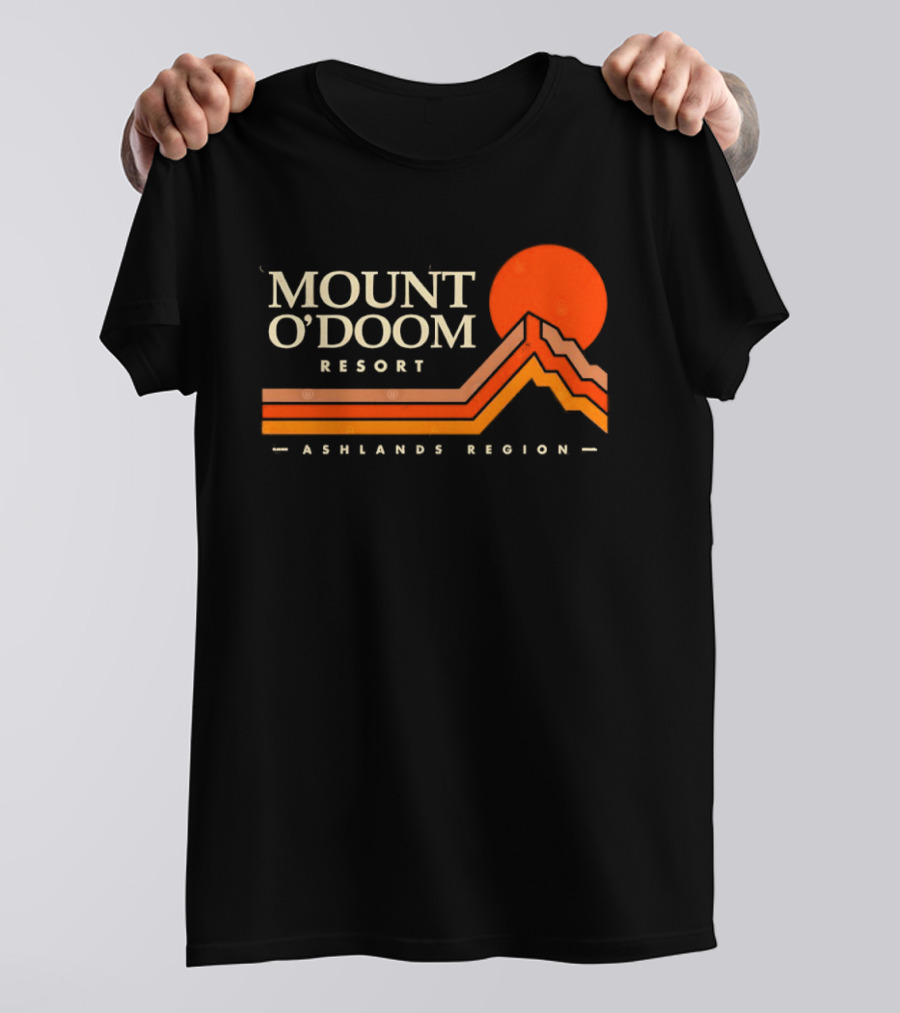 Mount O'Doom Resort Ashlands Region Sunset Retro Mountain T-Shirt