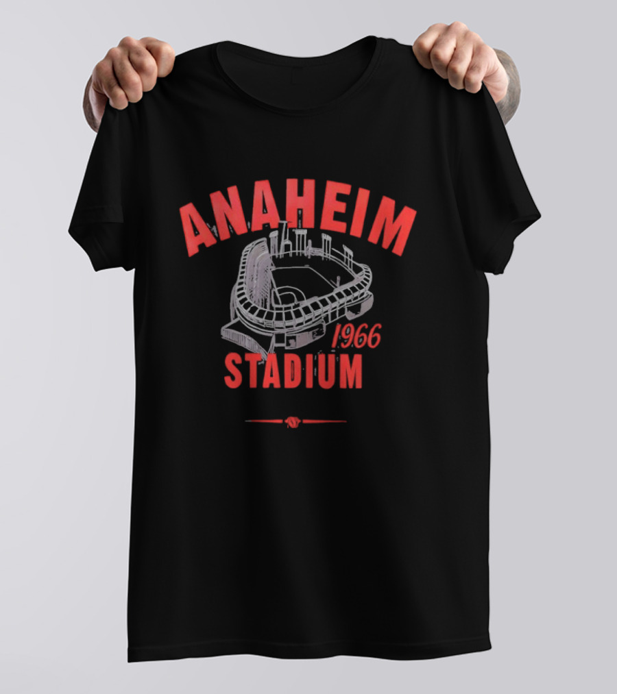 Anaheim Stadium 1966 Vintage Baseball Park Architecture T-Shirt