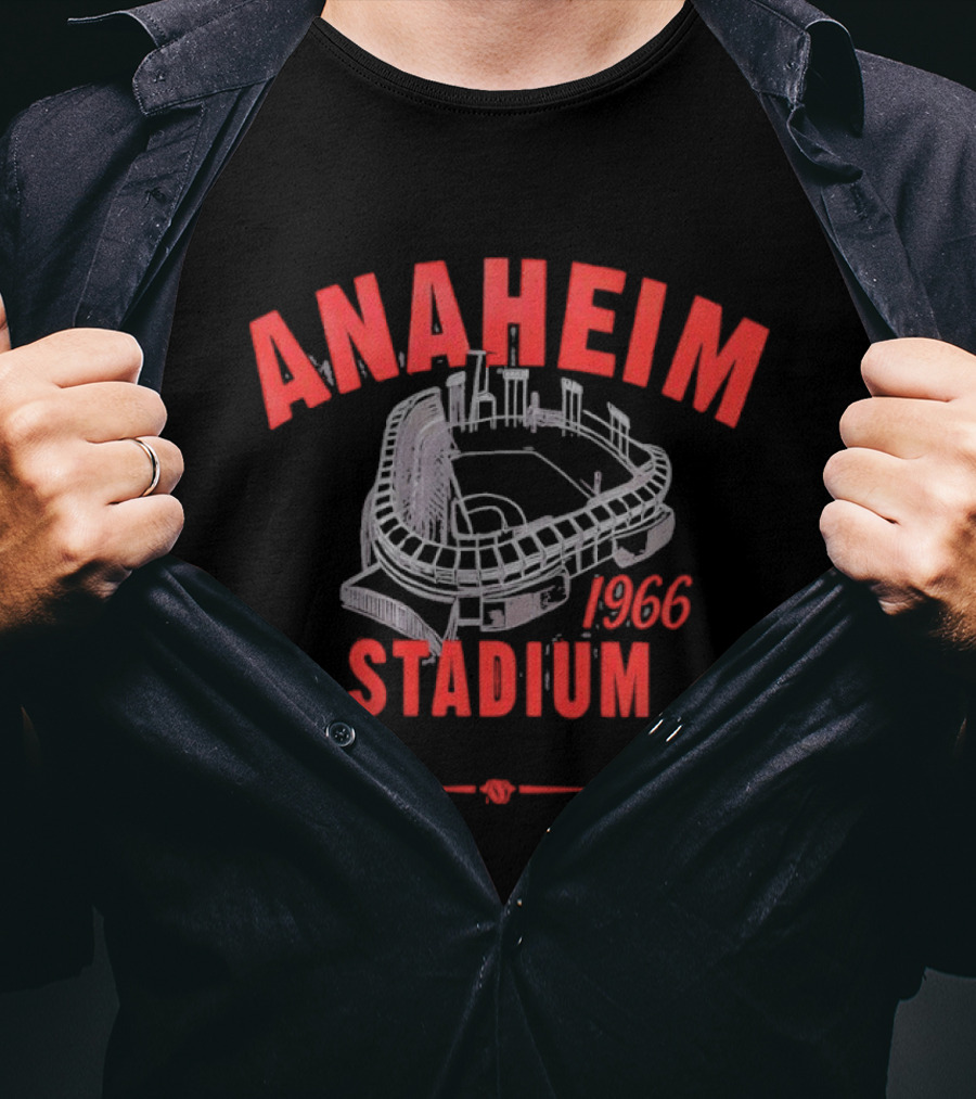 Anaheim Stadium 1966 Vintage Baseball Park Architecture T-Shirt