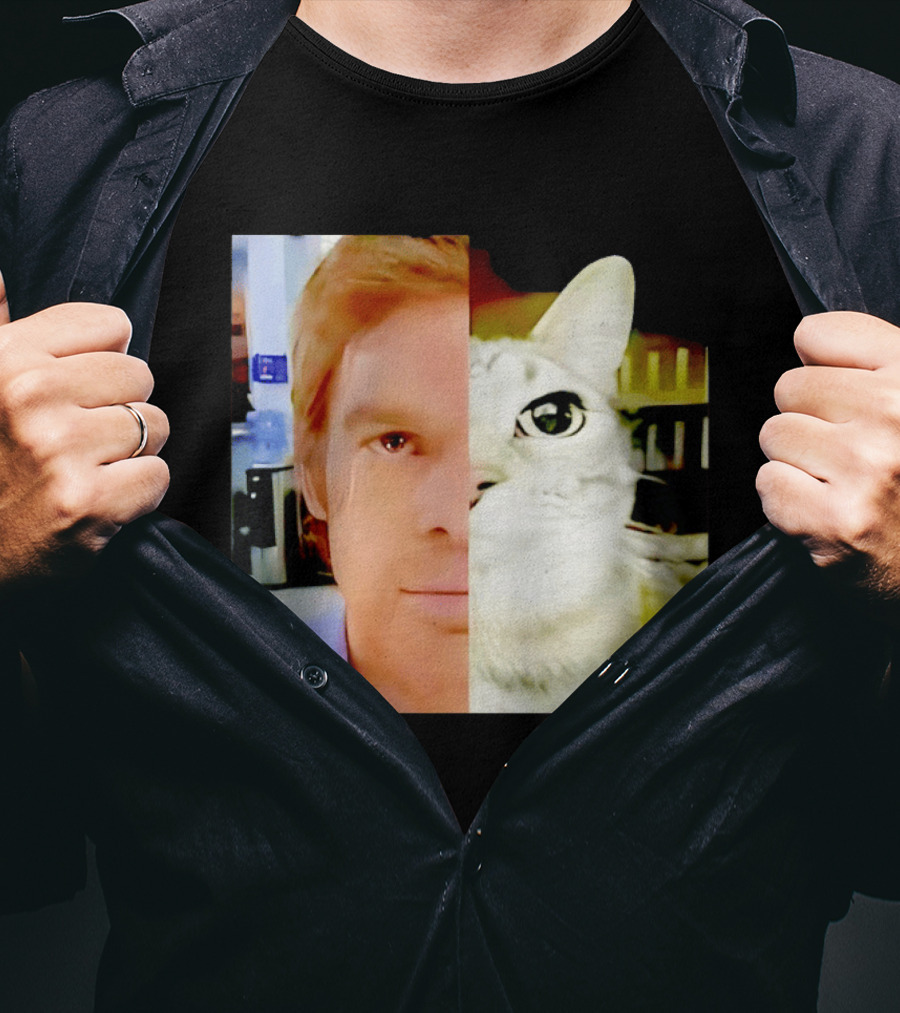 Dexter Morgan Cat Mashup Face Fusion T-Shirt
