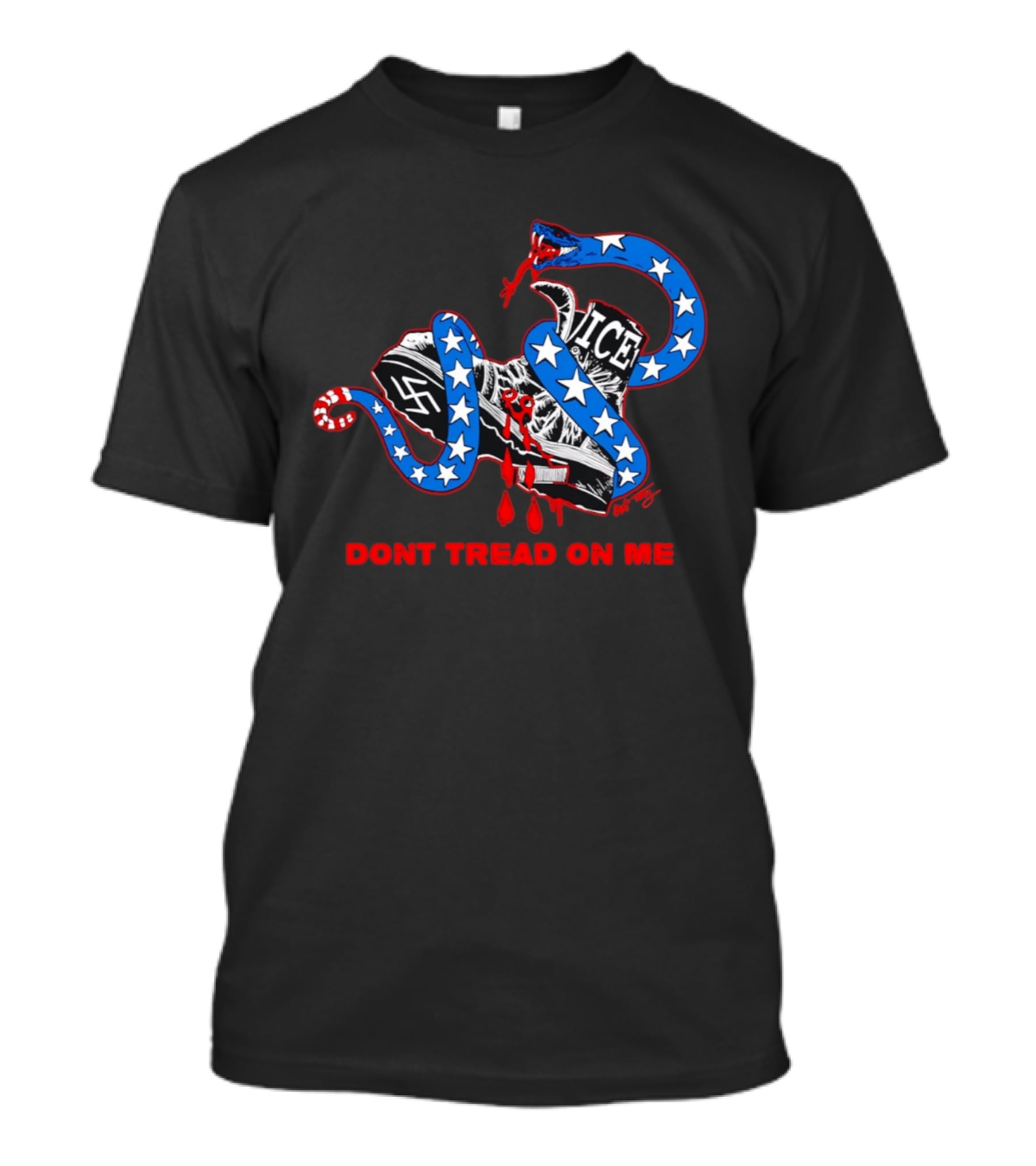 Don't Tread On Me Ice Snake Swastika Shoe T-Shirt