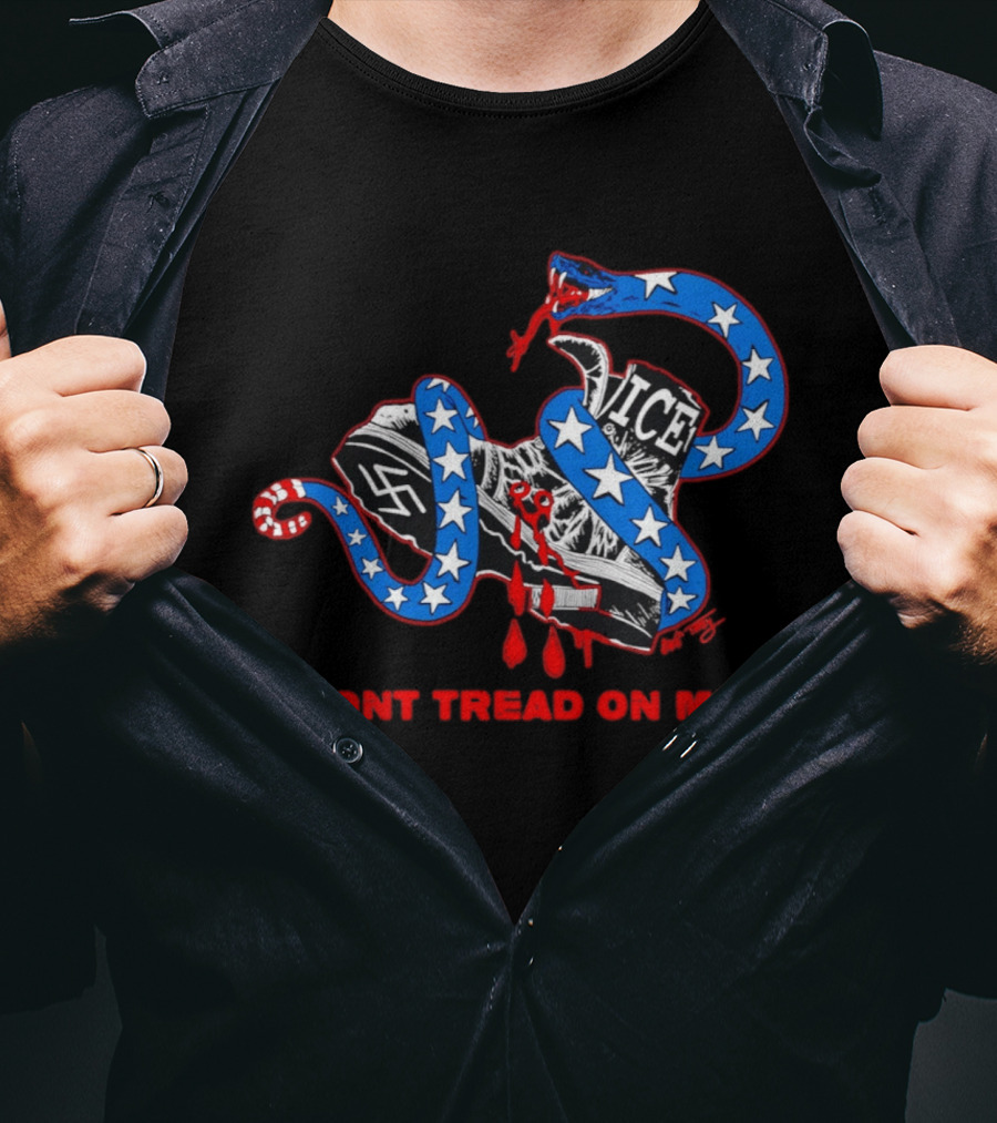 Don't Tread On Me Ice Snake Swastika Shoe T-Shirt