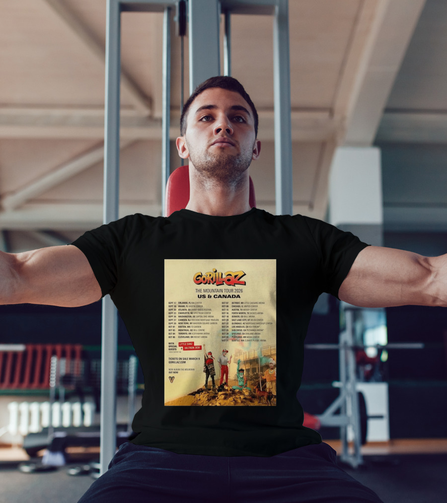 Gorillaz The Mountain Tour 2026 US Canada Dates Little Simz Deltron 3030 T-Shirt