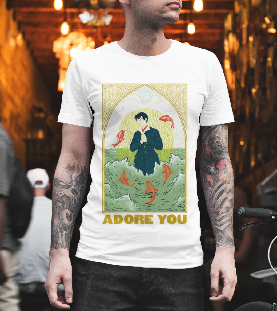 Adore You Iconic Pose Surrounded By Fish And Waves T-Shirt