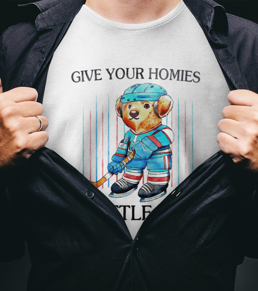 Give Your Homies A Little Kiss Bear Hockey Player T-Shirt