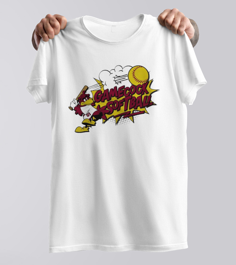 Gamecock Softball Cartoon Player Batting With Ball T-Shirt