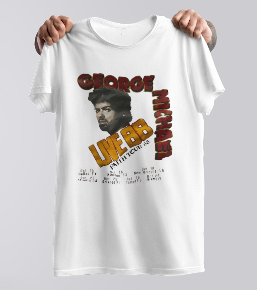 George Michael Live 88 Faith Tour 1988 Wembley Birmingham Glasgow Paris Dortmund Rotterdam T-Shirt