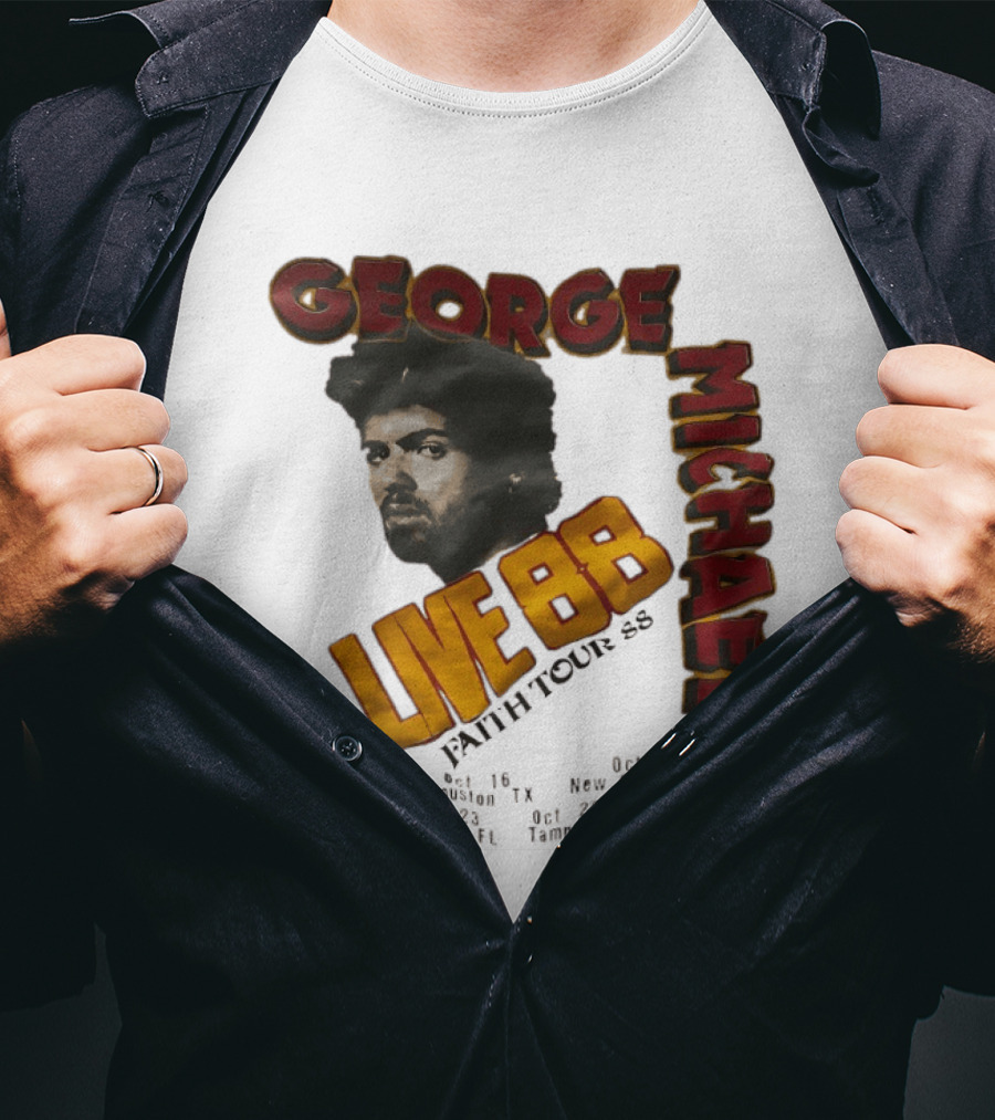George Michael Live 88 Faith Tour 1988 Wembley Birmingham Glasgow Paris Dortmund Rotterdam T-Shirt