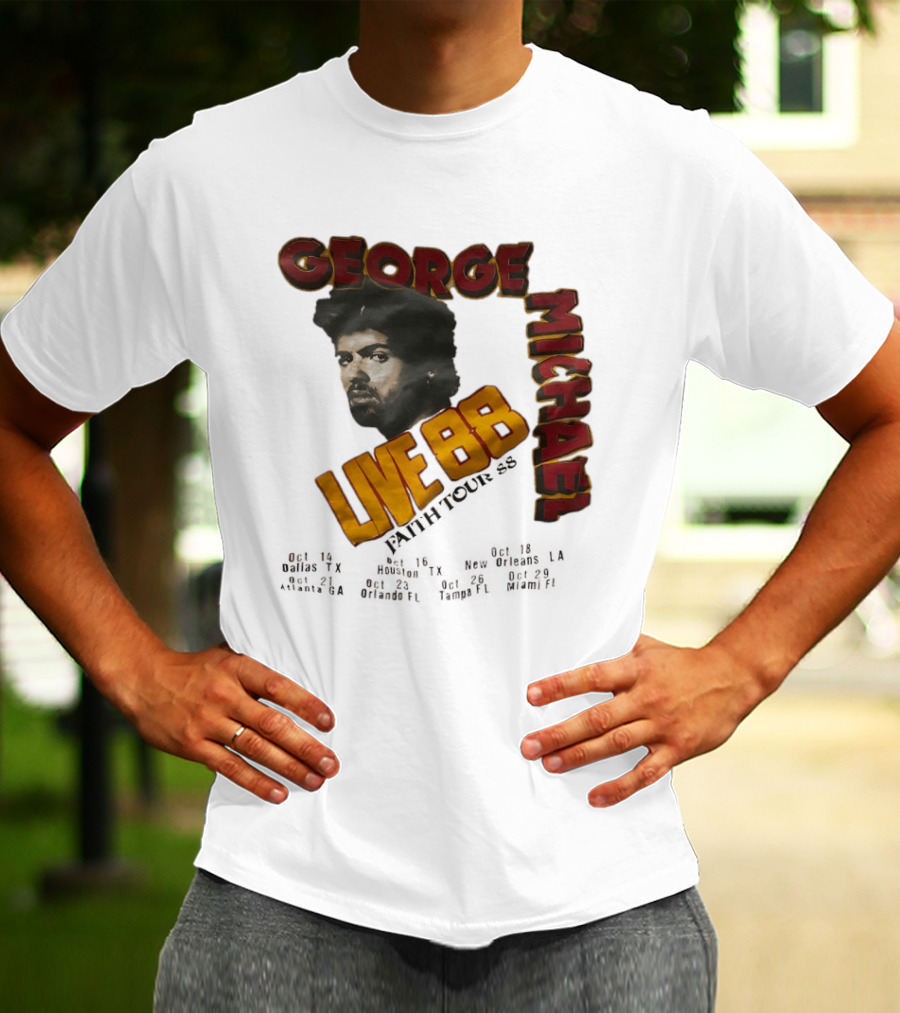 George Michael Live 88 Faith Tour 1988 Wembley Birmingham Glasgow Paris Dortmund Rotterdam T-Shirt
