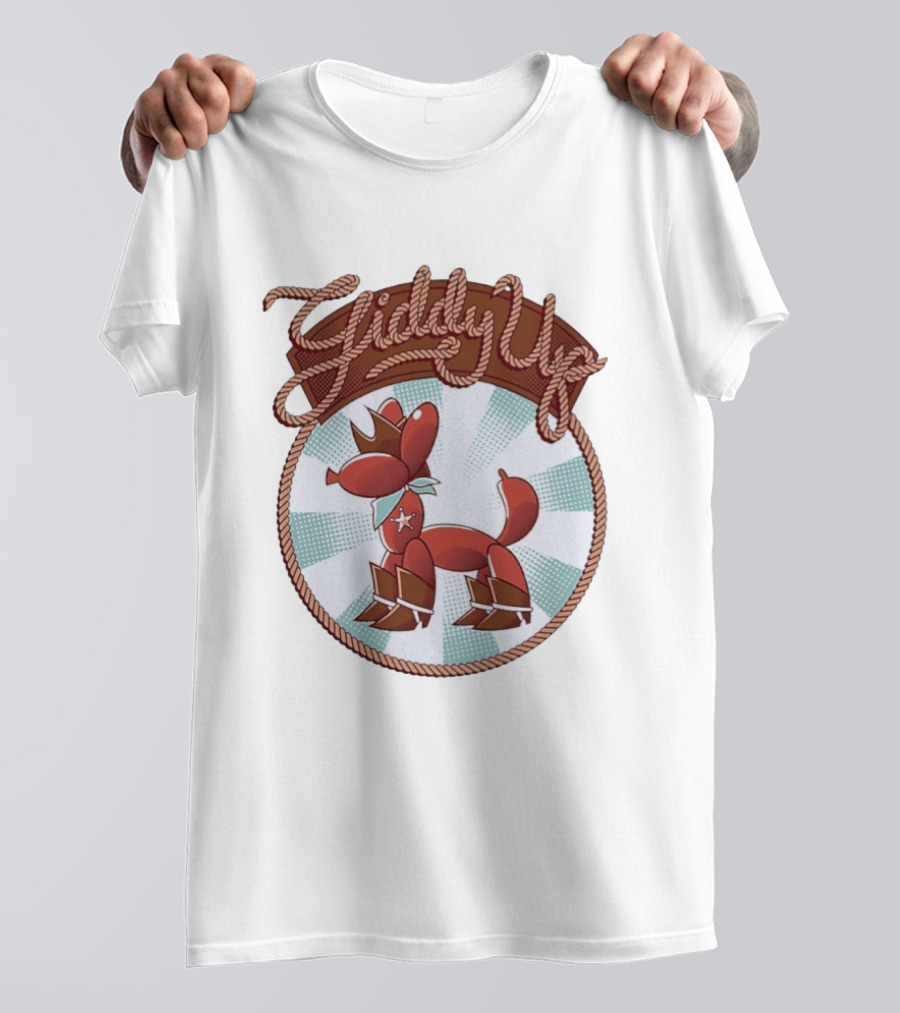 Giddy Up Balloon Horse Rope Circle Star Bandana Spurs T-Shirt