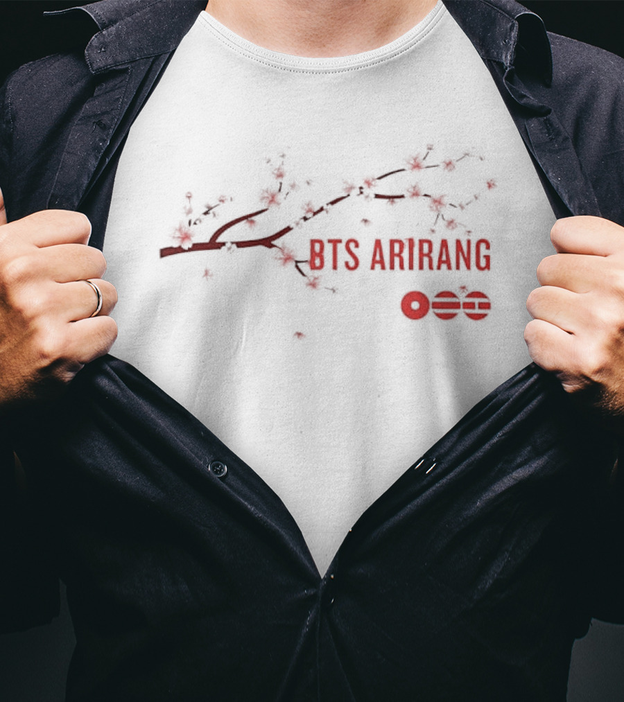 BTS Arirang Cherry Blossom Branch Red Blooms T-Shirt