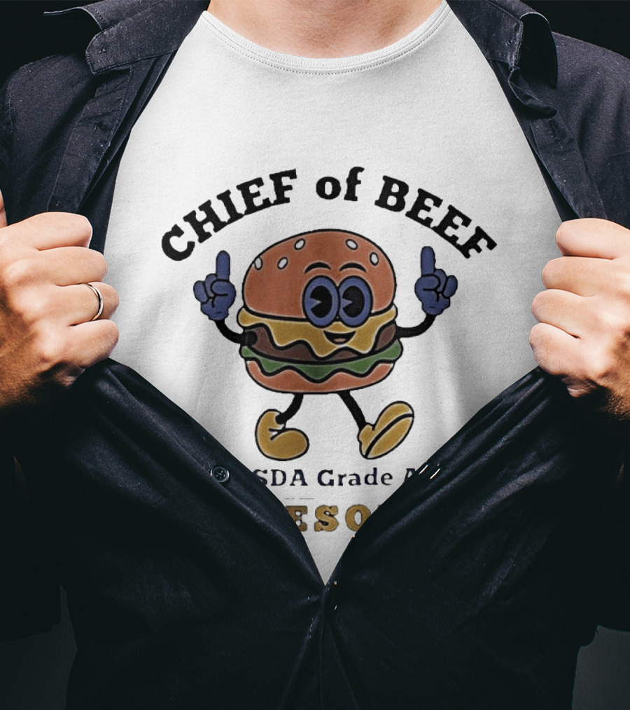 Chief Of Beef USDA Grade A Awesome Burger Cartoon T-Shirt