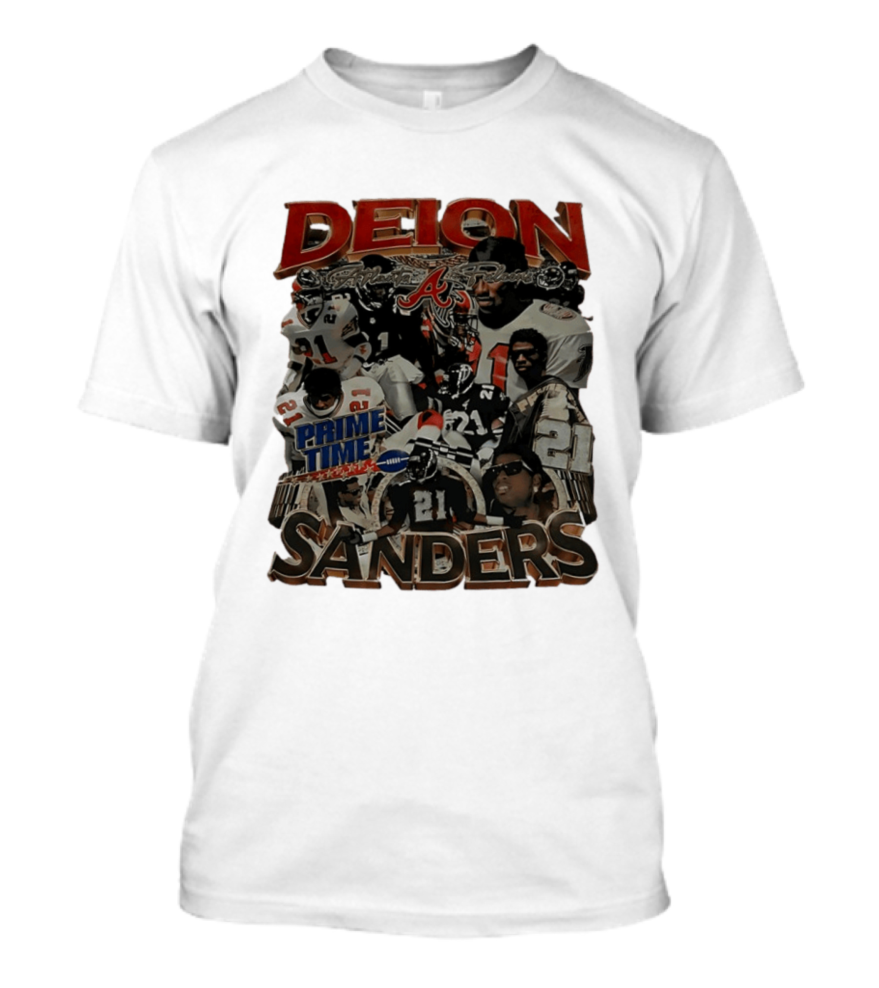 Deion Sanders Prime Time Atlanta Falcons Football 21 T-Shirt