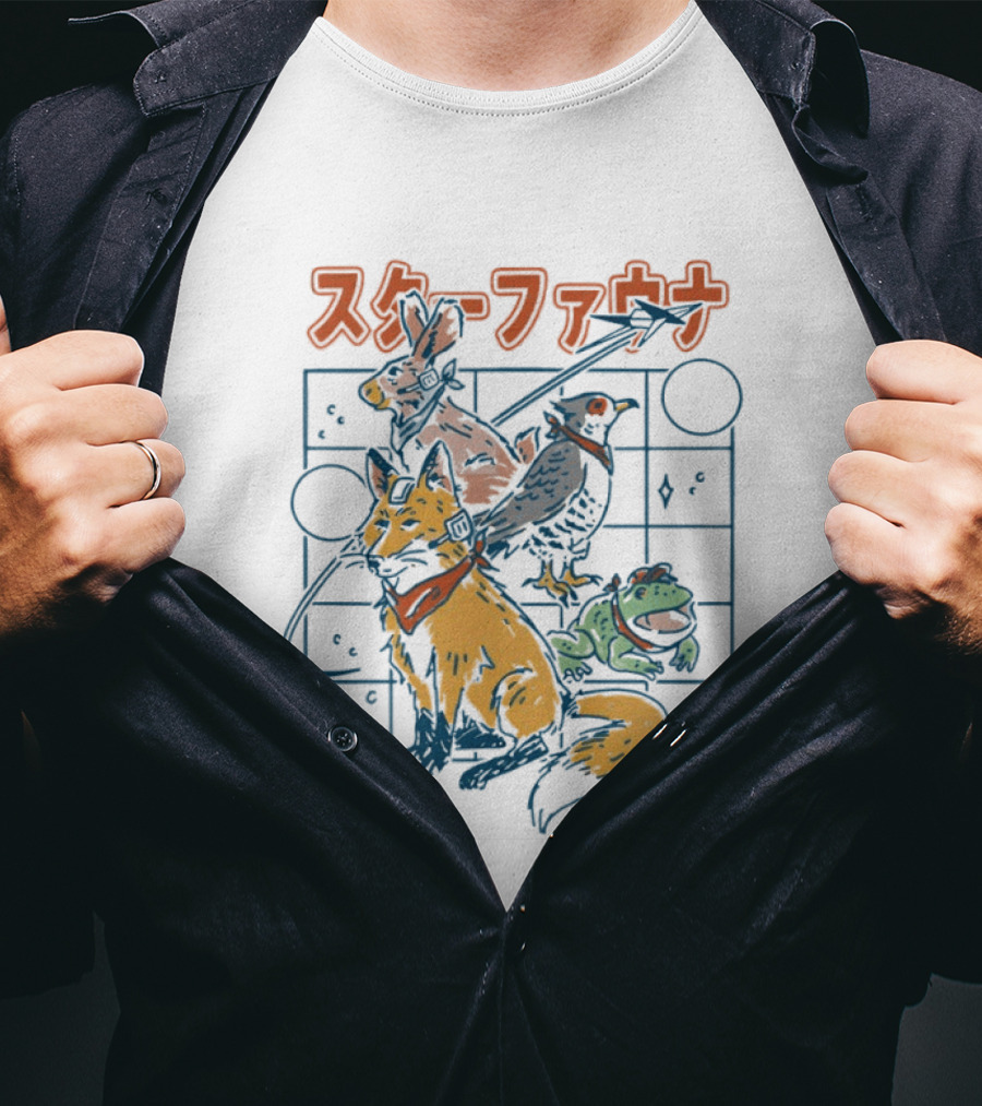 Star Fauna Fox Rabbit Falcon Frog T-Shirt