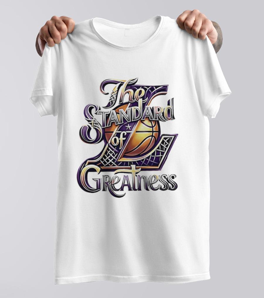 The Standard Of Greatness Gold Basketball Trophy Lakers T-Shirt