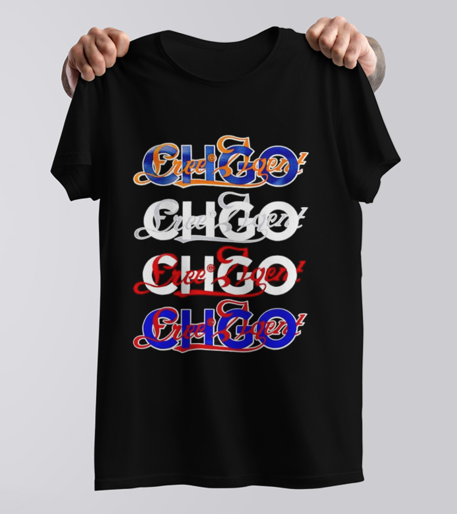 Free Agent X CHGO City Of Sports Teams Multicolor Text Art Collaboration T-Shirt