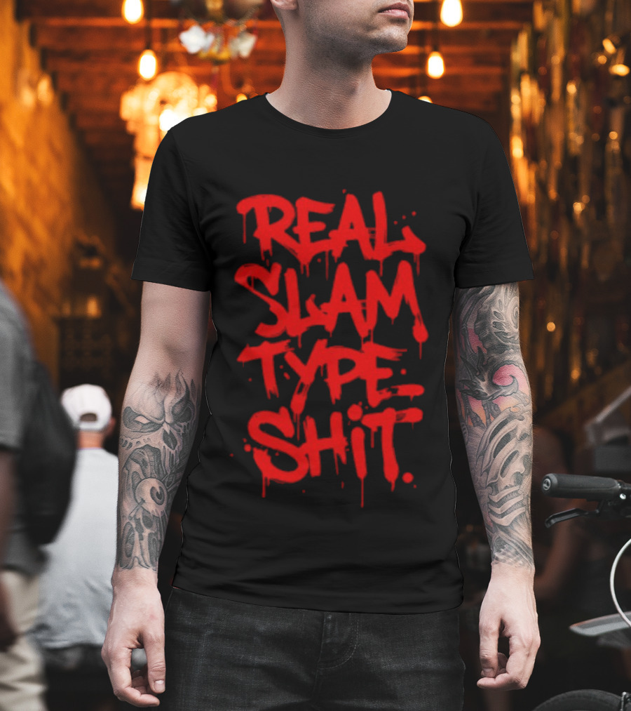 REAL SLAM TYPE SHIT Graffiti Style Red Drip T-Shirt