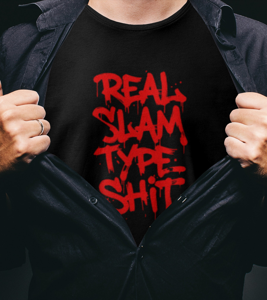 REAL SLAM TYPE SHIT Graffiti Style Red Drip T-Shirt